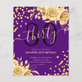 Papier BUDGET Gold Purple Floral Parties scintillant 30e  (Devant)