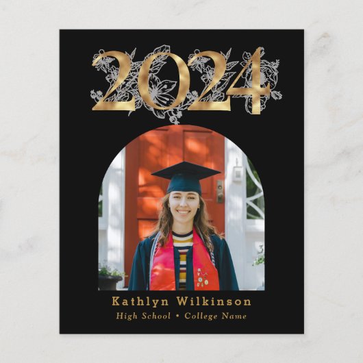 Papier BUDGET Gold Script 5 Faire-part de graduation phot (Devant)
