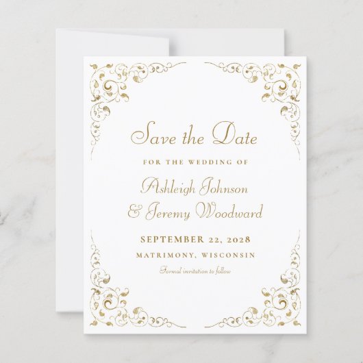 Papier Budget Gold Script Cadre Botanique Enregistrer La  (Devant)