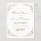 Papier Budget Gold Script Foliage QR Code Mariage Invitat (Devant)