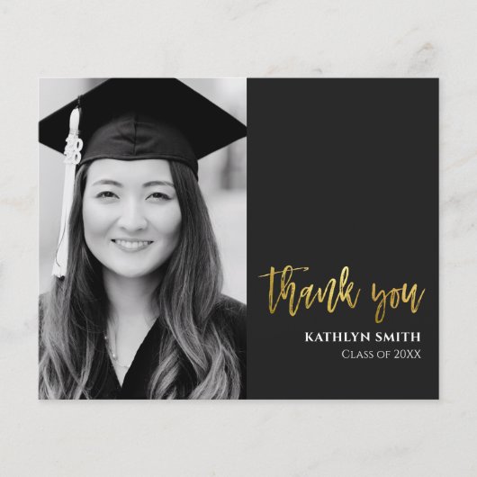 Papier BUDGET Gold Script moderne Photo Grad Merci (Devant)