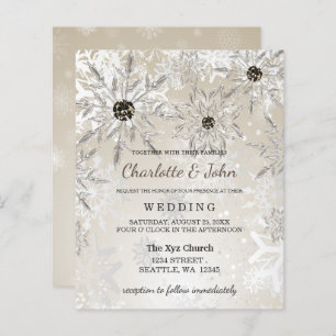 Papier Budget Gold Snowflakes Invitation de mariage d'hiv