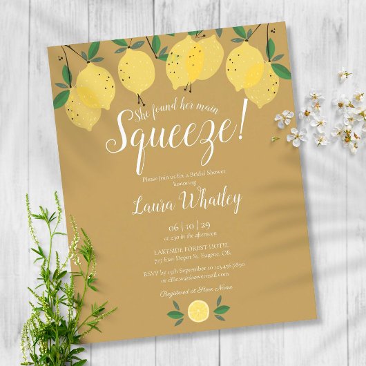 Papier Budget Gold Squeeze Lemon Fête des mariées Invitat