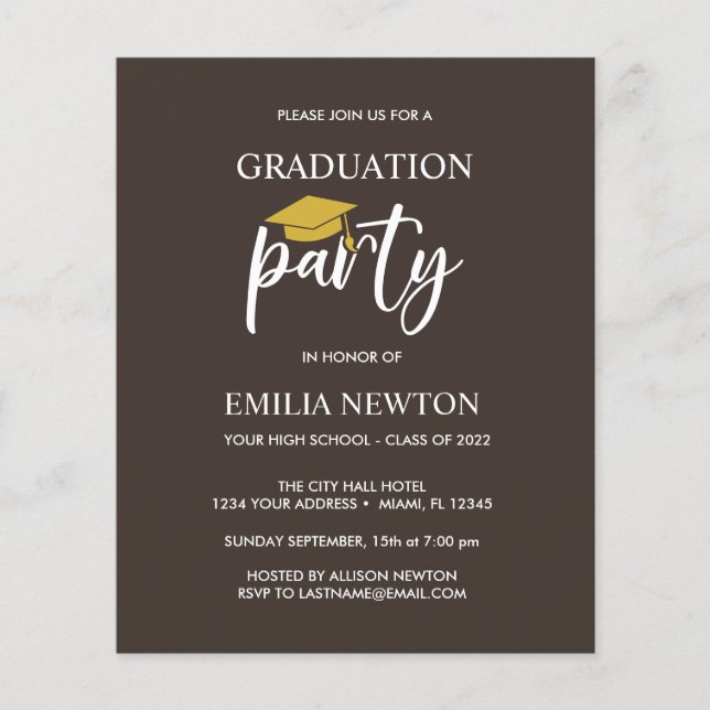 Papier Budget Gold Tassel Graduation Cap marron fête (Devant)