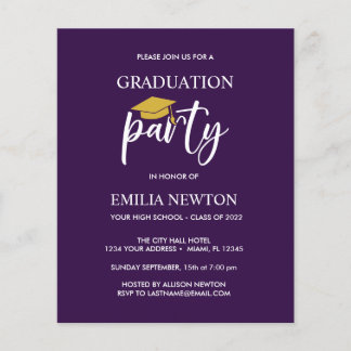 Papier Budget Gold Tassel Graduation Cap Purple Party