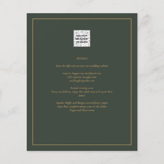 Papier BUDGET Gold Texte Script élégant moderne (Dos)