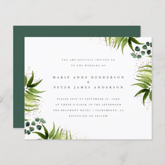 Papier Budget Gold & Tropical Greenery Mariage botanique (Devant / Derrière)
