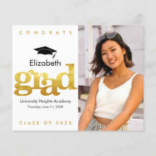 Papier Budget Gold White Photo Casquette Graduation Invit
