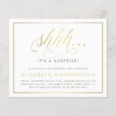 Papier Budget Gold & White Surprise fête d'anniversaire (Devant)