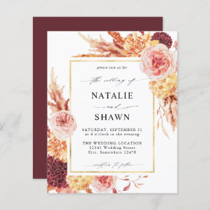 Papier Budget Golden Burgundy Blush rose Mariage floral B