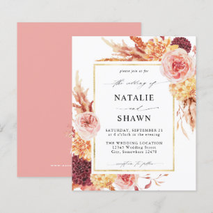Papier Budget Golden Burgundy Blush rose Mariage Floral P