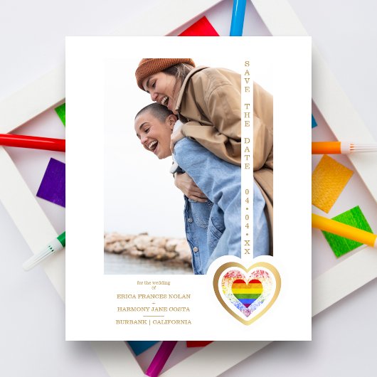 Papier Budget Golden Effect Pride Rainbow Heart LGBT