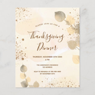 Papier Budget golden fall feuillage Thanksgiving Dîner