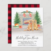 Papier Budget Golden Retriever Holiday Open House Invitat (Devant / Derrière)