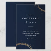 Papier Budget Golden Rings Cocktail Party Invitation (Devant / Derrière)