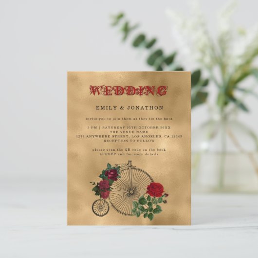 Papier BUDGET Goth Steampunk Vélo QR Mariage Inviter (Debout devant)