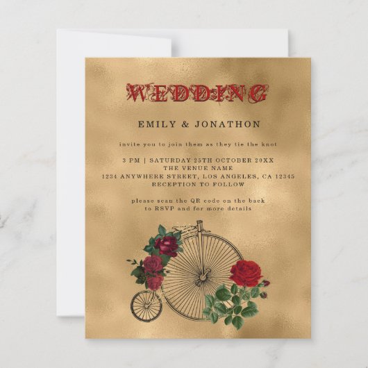Papier BUDGET Goth Steampunk Vélo QR Mariage Inviter (Devant)