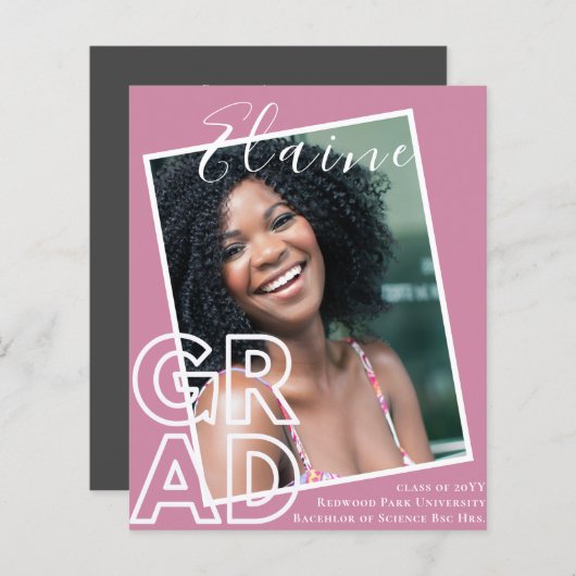 Papier BUDGET Grad PHOTO Faire-part Invitation de Merci (Devant / Derrière)
