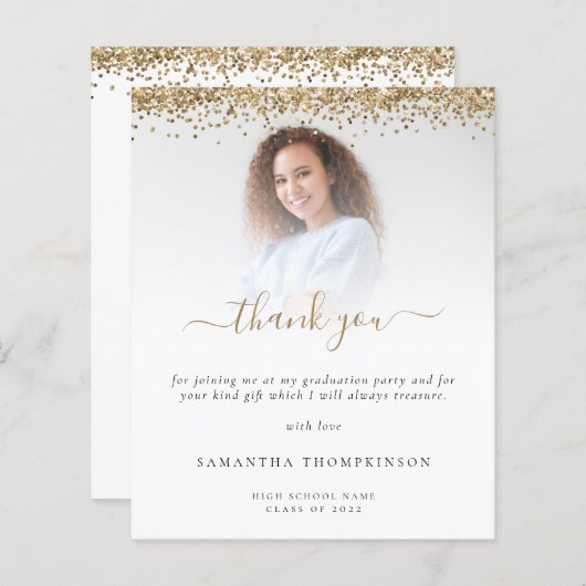 Papier Budget Grad Photo Gold Parties scintillant Merci (Devant / Derrière)
