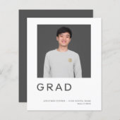 Papier Budget Grad Photo Simple Graduation Faire-part (Devant / Derrière)