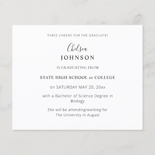 Papier Budget Grad U Multi 6 Photo Gradué Faire-part (Dos)