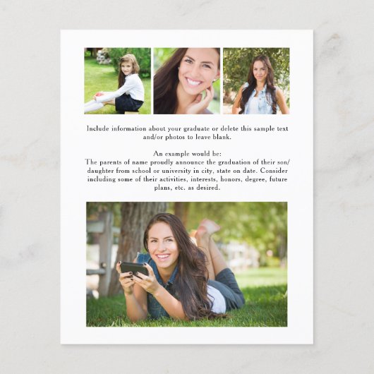 Papier Budget Graduate Script 5 Faire-part photo (Dos)