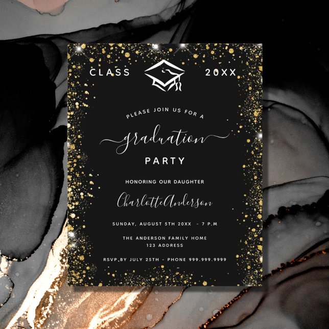 Papier Budget graduation black gold glitter 2023 (Créateur téléchargé)