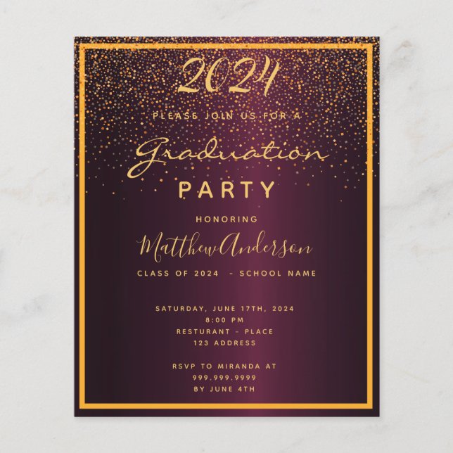 Papier Budget Graduation partie Bourgogne invitation 2025 (Devant)