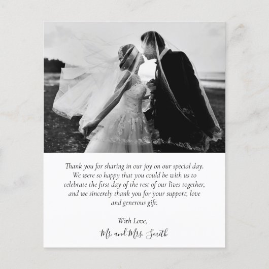 Papier Budget Gratuit script Mariage Photo Merci (Dos)