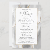 Papier Budget Gray White Gold Agate Wedding Program (Devant)
