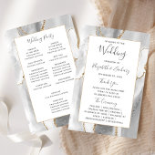 Papier Budget Gray White Gold Agate Wedding Program