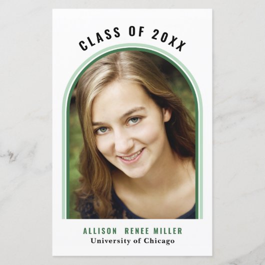 Papier Budget Green Arch Faire-part de graduation photo (Devant)