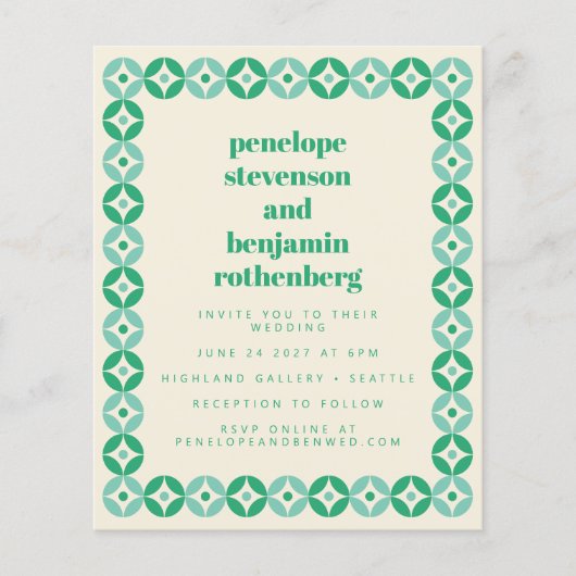 Papier Budget Green Blue Mod Mariage géométrique Site Web (Devant)