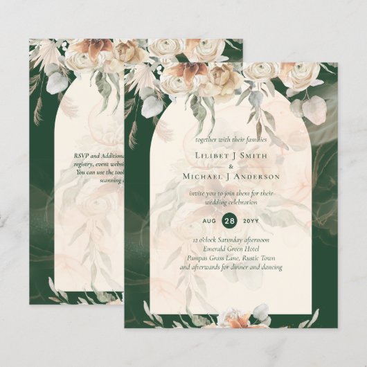 Papier BUDGET Green BOHO Terracotta Floral Mariage (Devant / Derrière)