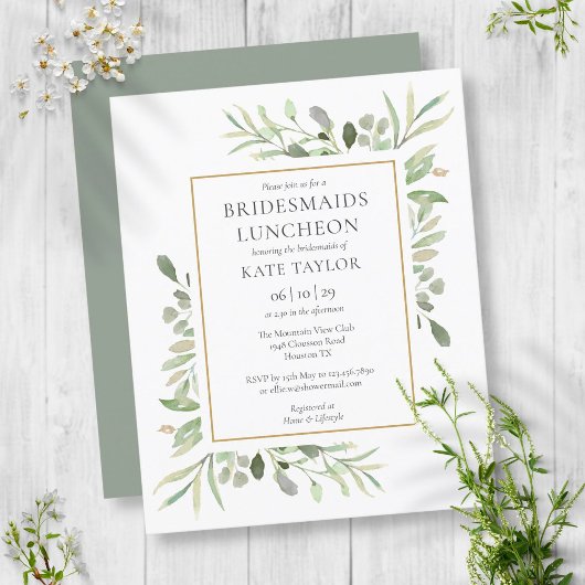 Papier Budget Green Bridesmaids Luncheon Invitation