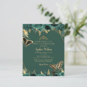 Papier Budget Green Butterfly Sweet 16 Invitation (Debout devant)