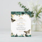 Papier Budget Green Butterfly Sweet 16 Invitation (Debout devant)