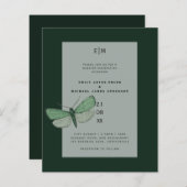 Papier Budget Green Emerald Moth Mariage Invite (Devant / Derrière)