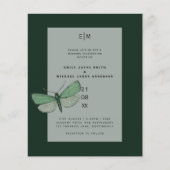 Papier Budget Green Emerald Moth Mariage Invite (Devant)