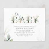 Papier Budget Green Eucalyptus Oh Baby shower Invitation (Devant)