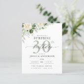 Papier Budget Green Floral Surprise Invitations d'anniver (Debout devant)