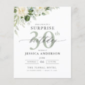 Papier Budget Green Floral Surprise Invitations d'anniver (Devant)