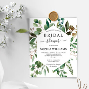 Papier Budget Green Foliage Bridal Shower Invitation