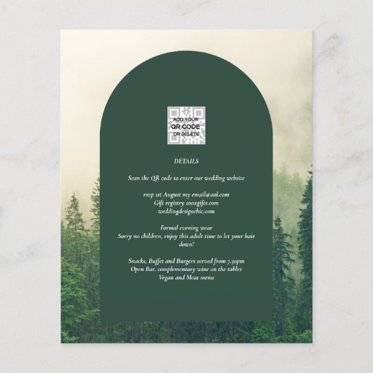 Papier BUDGET Green Forest Pine Trees Mariage (Dos)