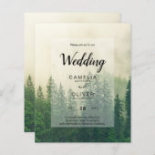 Papier BUDGET Green Forest Pine Trees Mariage INVITER (Devant / Derrière)