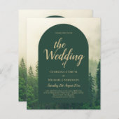 Papier BUDGET Green Forest Pine Trees Mariage INVITER (Devant / Derrière)