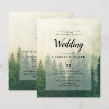 BUDGET Green Forest Pine Trees Mariage INVITER