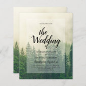 Papier BUDGET Green Forest Pine Trees Mariage INVITER (Devant / Derrière)