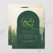 Papier BUDGET Green Forest Pine Trees Mariage INVITER (Devant / Derrière)