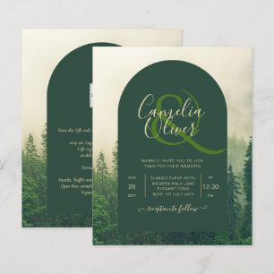 Papier BUDGET Green Forest Pine Trees Mariage INVITER
